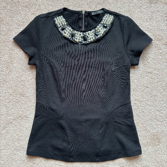 Suzy Shier black top with jewelled neckline - Picture 1 of 2
